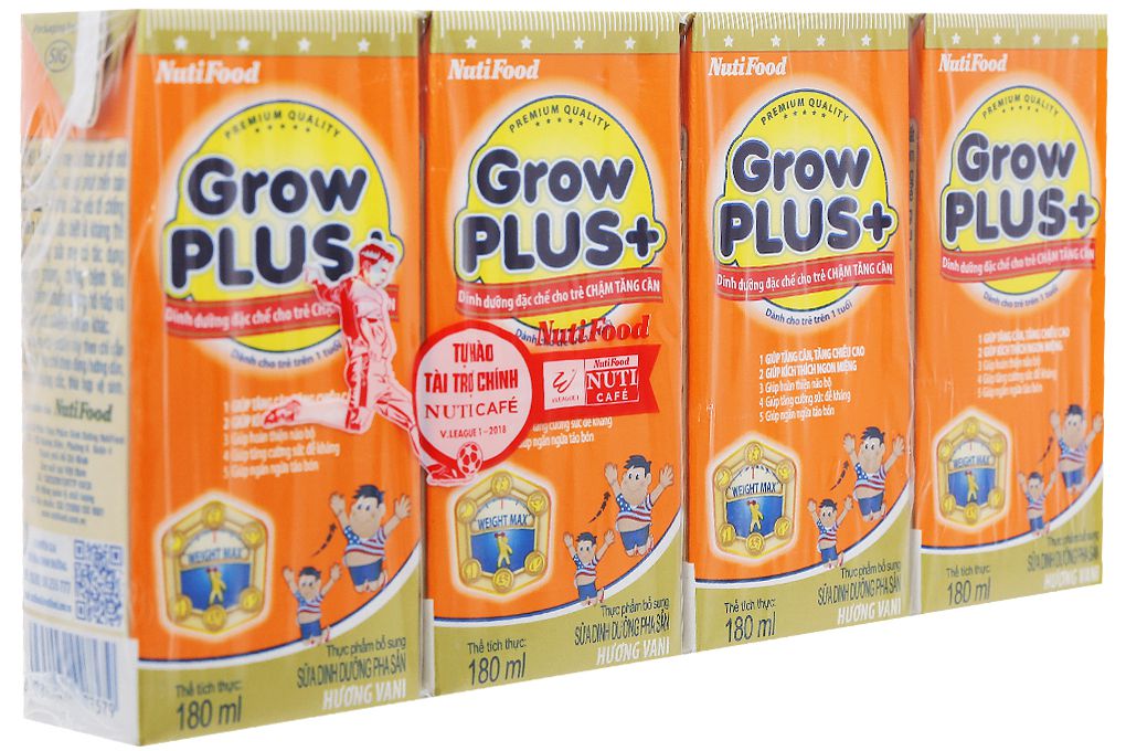 Sữa bột pha sẵn Grow Plus Cam cho trẻ chậm tăng cân 180ml